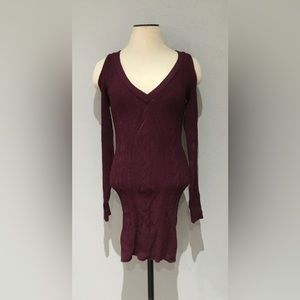 Arden B. Maroon Cable Knit Form Fitting Mini Dress, Size M